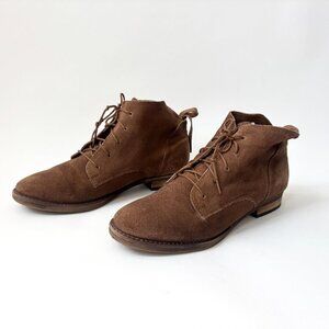 Diba Eli Genuine Light Brown Genuine Leather Combat Ankle Booties - sz 8.5
